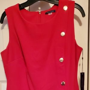 Tommy Hilfiger Button Detail Women Sheath Dress Size 10 Red New
